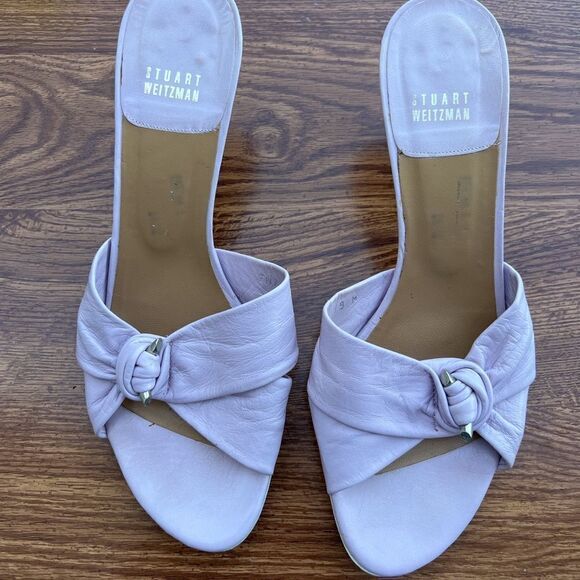 Stuart Weitzman Mule Heel Purple Lavender Open Toe Slip On Shoe Size 9M - Picture 2 of 8